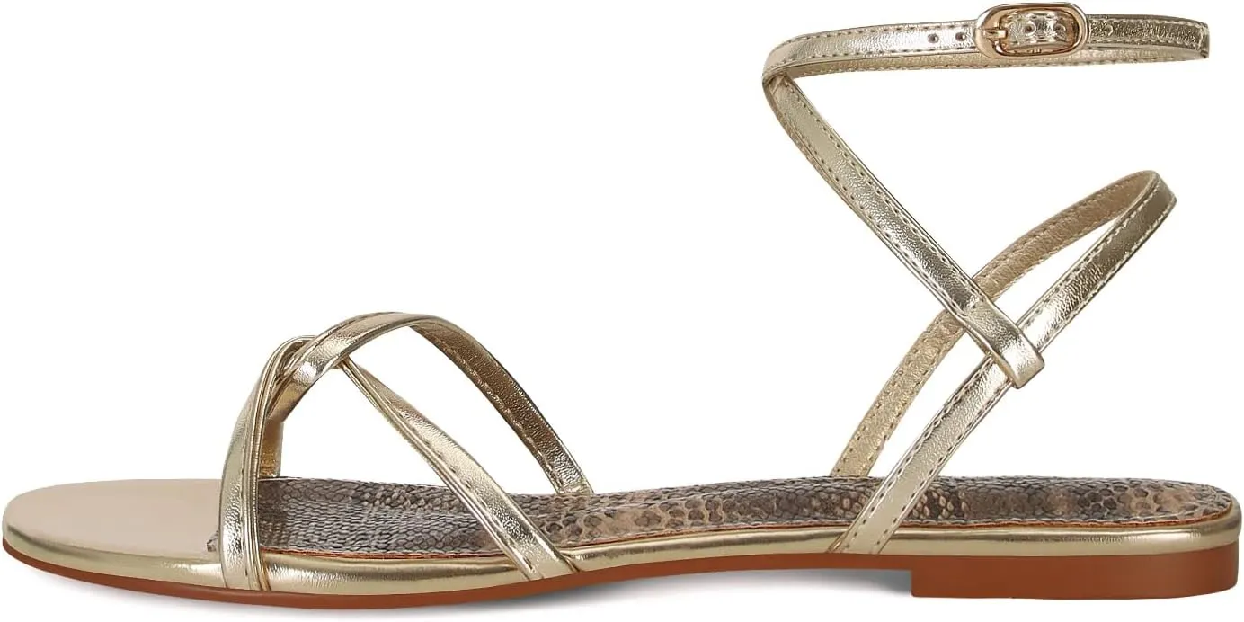 SOVANYOU Strappy Sandals for Women Dressy Flat Sandals Open Toe Cute Summer Sandal with Cross Ankle Strap