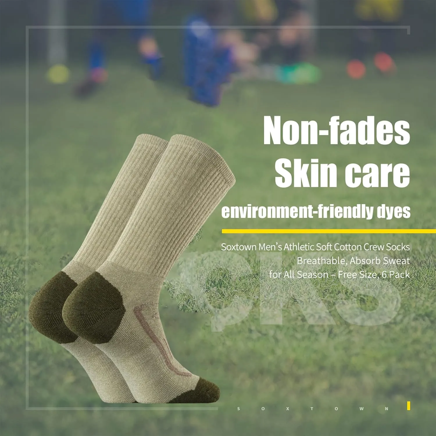 SOX TOWN Men's Merino Wool Cushion Crew Socks for Outdoor Hiking Hike Trail Performance Moisture Wicking Lightweight Summer