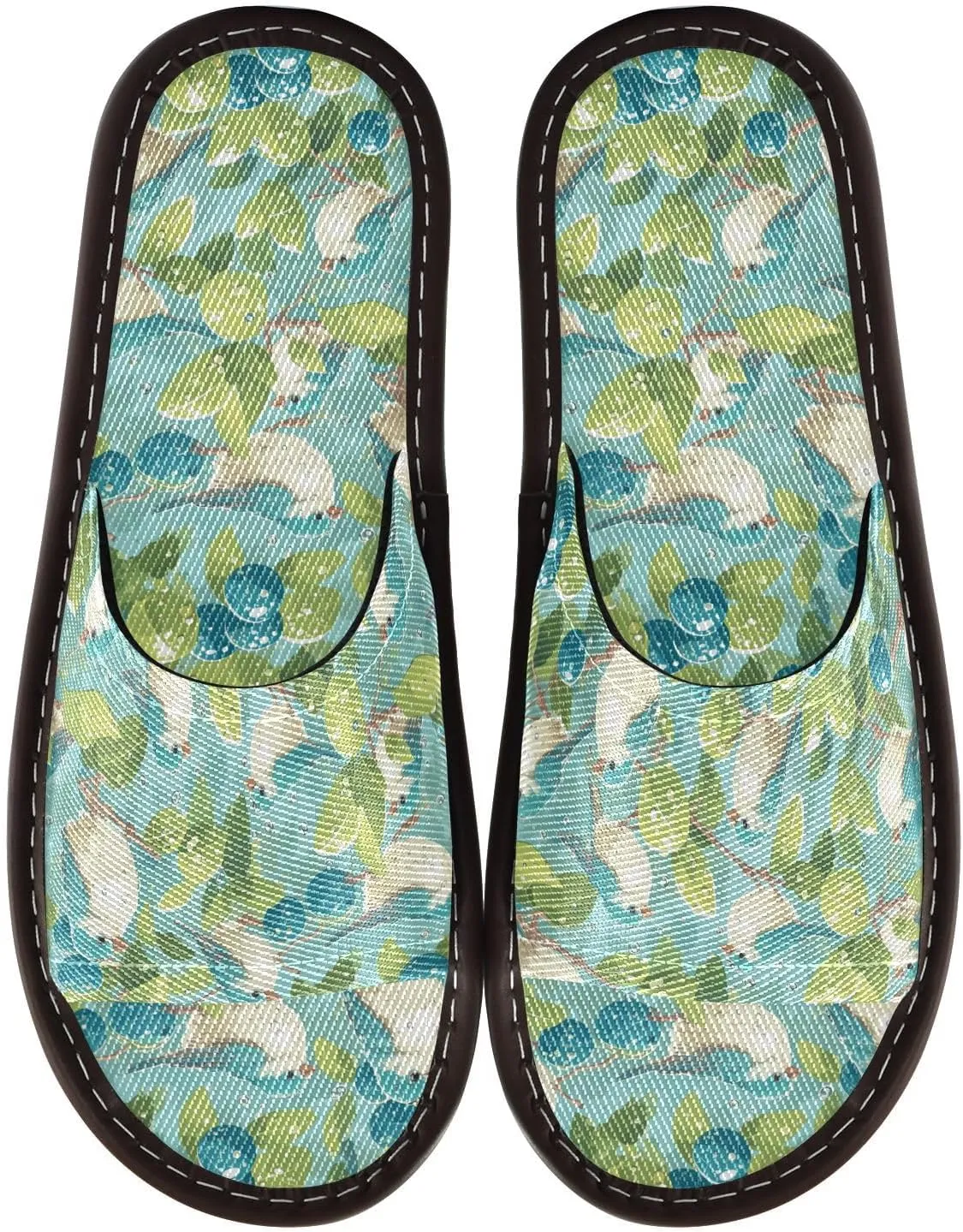 Sparrow Birds Plants Women Men's Bedroom Slippers Summer Non Slip Sandals for Bedroom Outdoor Indoor