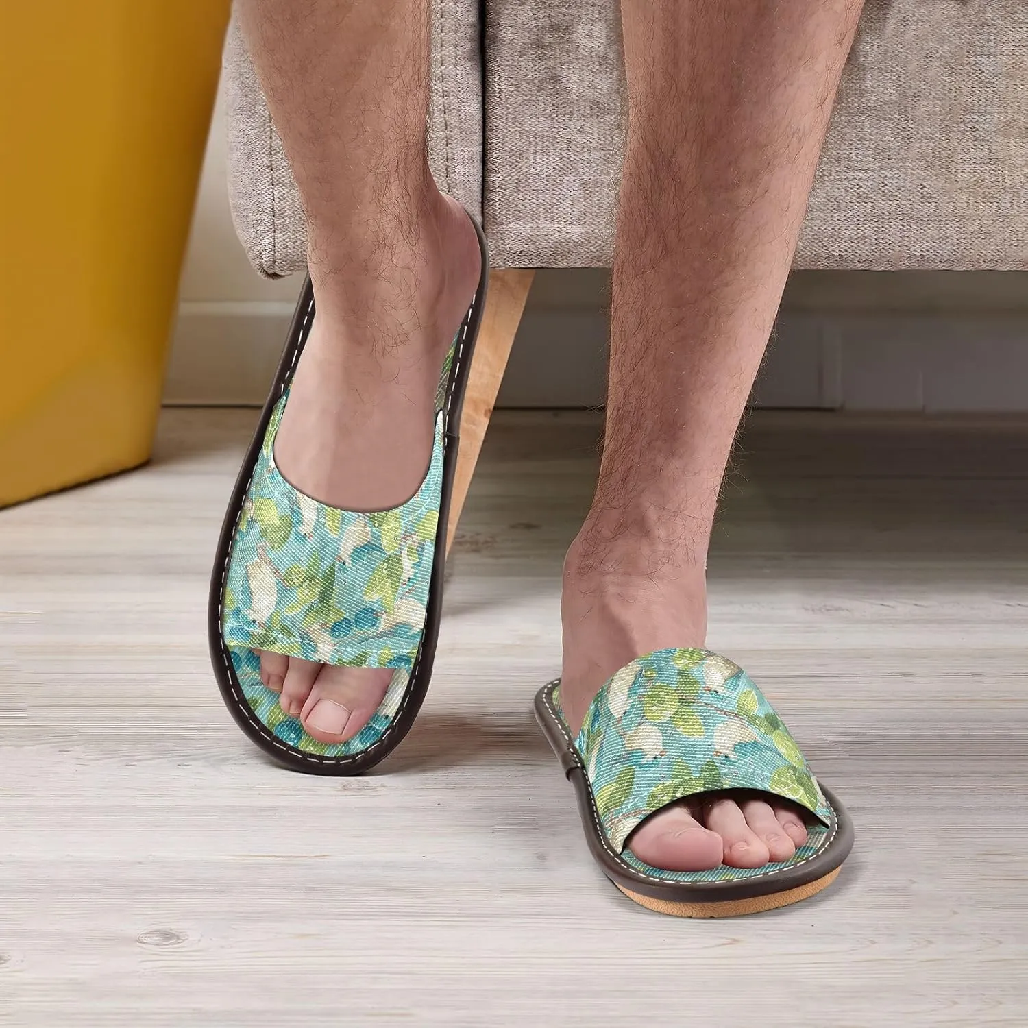 Sparrow Birds Plants Women Men's Bedroom Slippers Summer Non Slip Sandals for Bedroom Outdoor Indoor