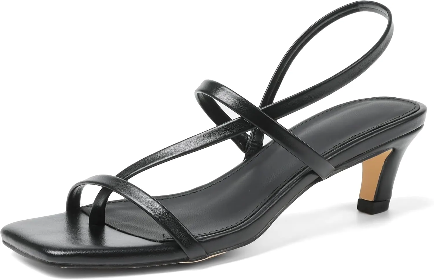 Strappy Kitten Heels Kitten Short Heels For Women Open Toe Low Square Toe Thong Sandals Summer Wedding Sandals