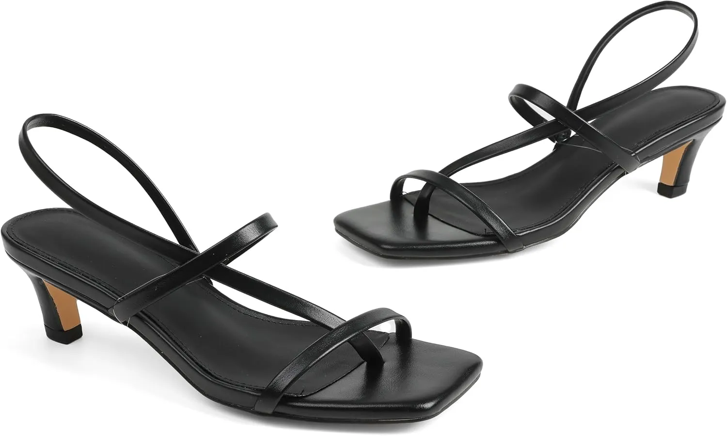 Strappy Kitten Heels Kitten Short Heels For Women Open Toe Low Square Toe Thong Sandals Summer Wedding Sandals