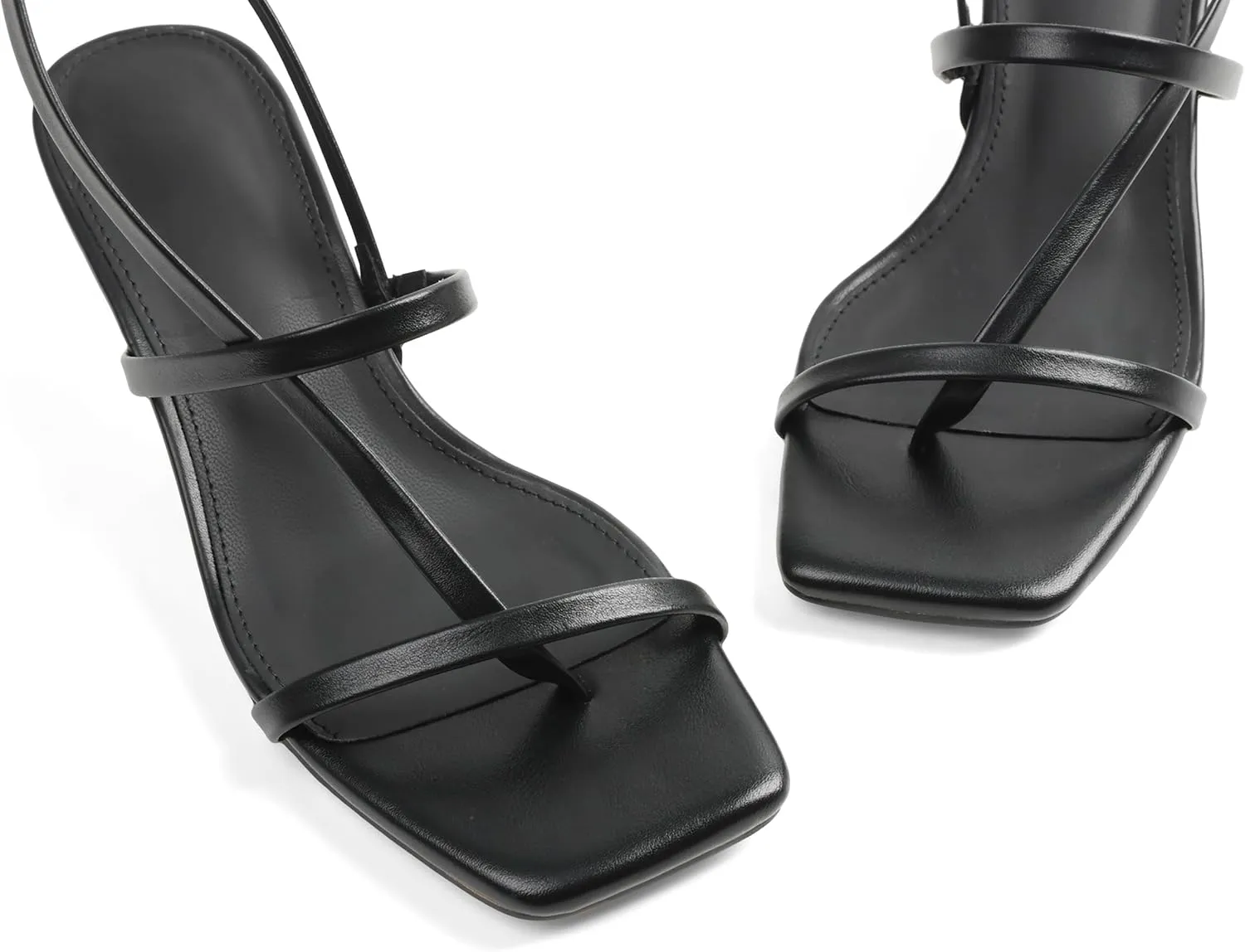 Strappy Kitten Heels Kitten Short Heels For Women Open Toe Low Square Toe Thong Sandals Summer Wedding Sandals