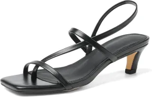 Strappy Kitten Heels Kitten Short Heels For Women Open Toe Low Square Toe Thong Sandals Summer Wedding Sandals