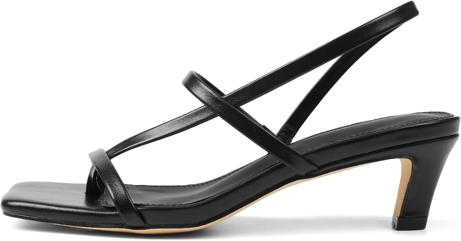 Strappy Kitten Heels Kitten Short Heels For Women Open Toe Low Square Toe Thong Sandals Summer Wedding Sandals