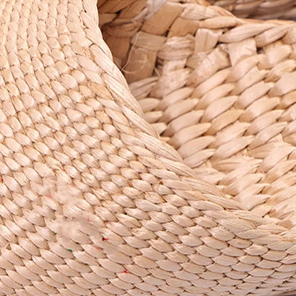Straw Sandals Slippers Handmade Casual Sandals Rattan Woven Slipper Shoes Natural Straw Massage Flat Shoes Summer Braided Sandals for Indoor Outdoor (Light Yellow