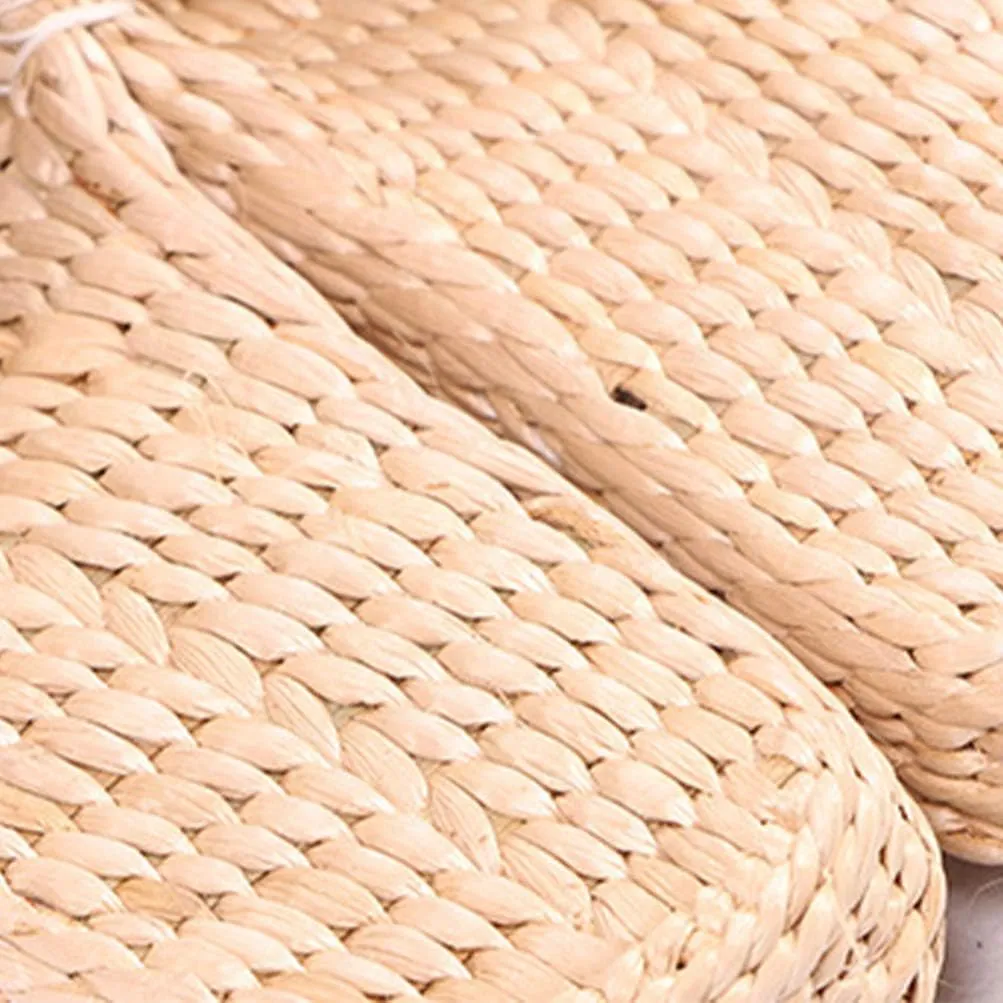 Straw Sandals Slippers Handmade Casual Sandals Rattan Woven Slipper Shoes Natural Straw Massage Flat Shoes Summer Braided Sandals for Indoor Outdoor (Light Yellow