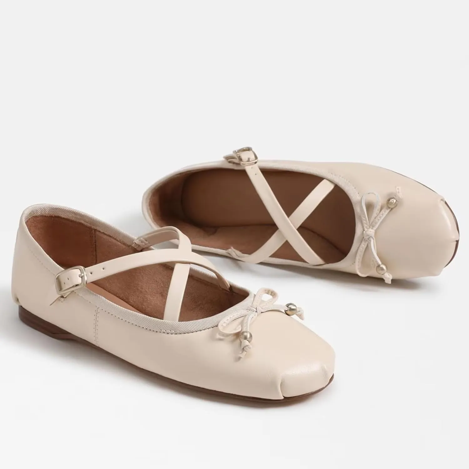Suede Leather Ballet Flats Shoes for Women Cute Round Toe Slip On Mary Jane Flats Comfy Ballerina Flat Shoes Causal Daily Shoes with Strap