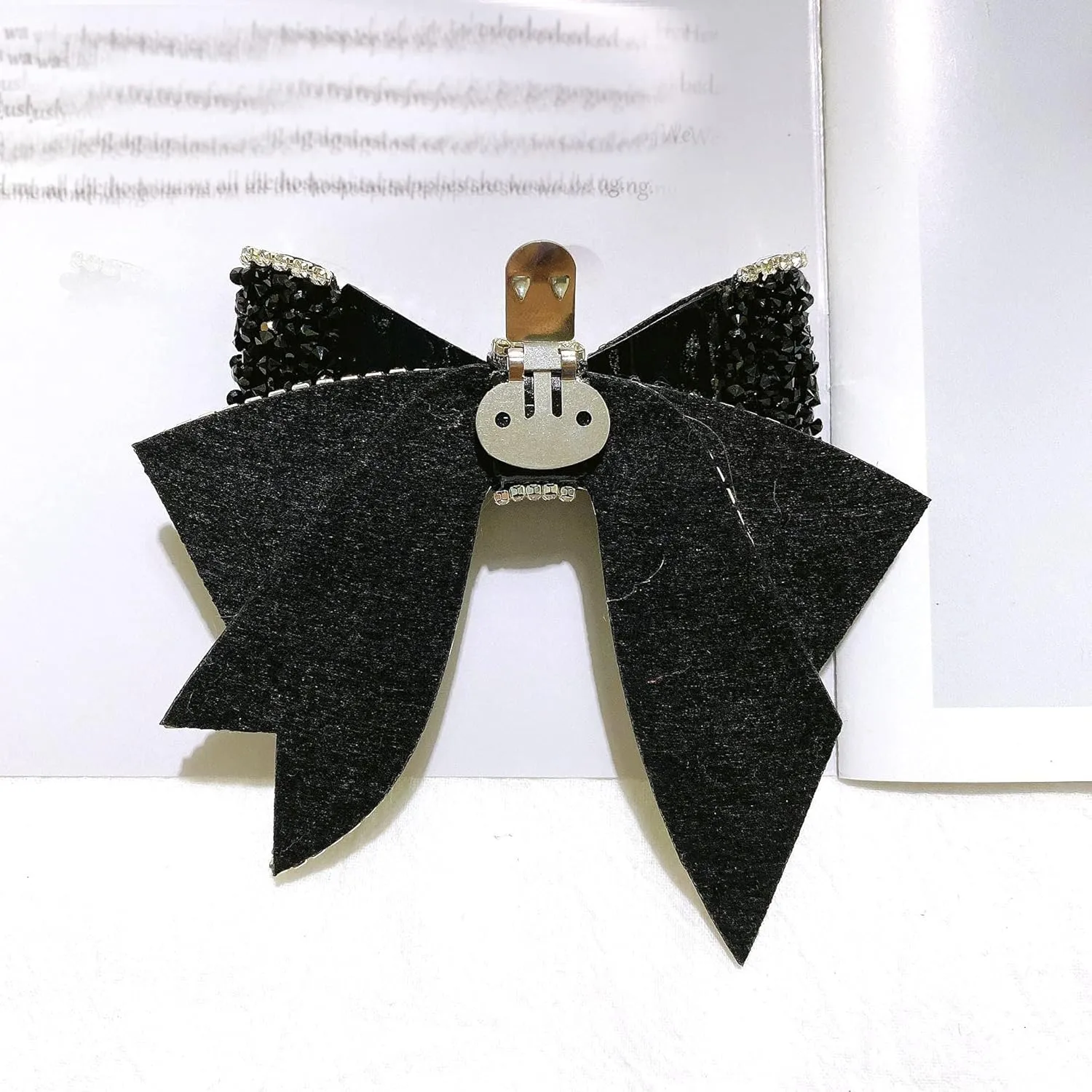 Suoirblss 2PCS Handmade Rhinestone Bow Shoes Decoration Charms DIY Wedding Party Shoes Bag Package Accessories (Black, Large)
