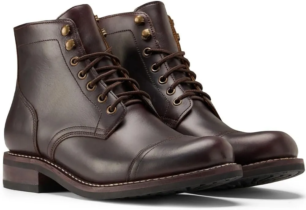 SUREWAY 6 Inch Men's Lace-up Ankle Boot - Cap Toe, Captain Genuine Leather Lace up Chukka Boots for Men,Classic Comfort Oxford Style Footwear