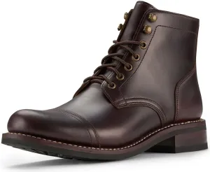 SUREWAY 6 Inch Men's Lace-up Ankle Boot - Cap Toe, Captain Genuine Leather Lace up Chukka Boots for Men,Classic Comfort Oxford Style Footwear