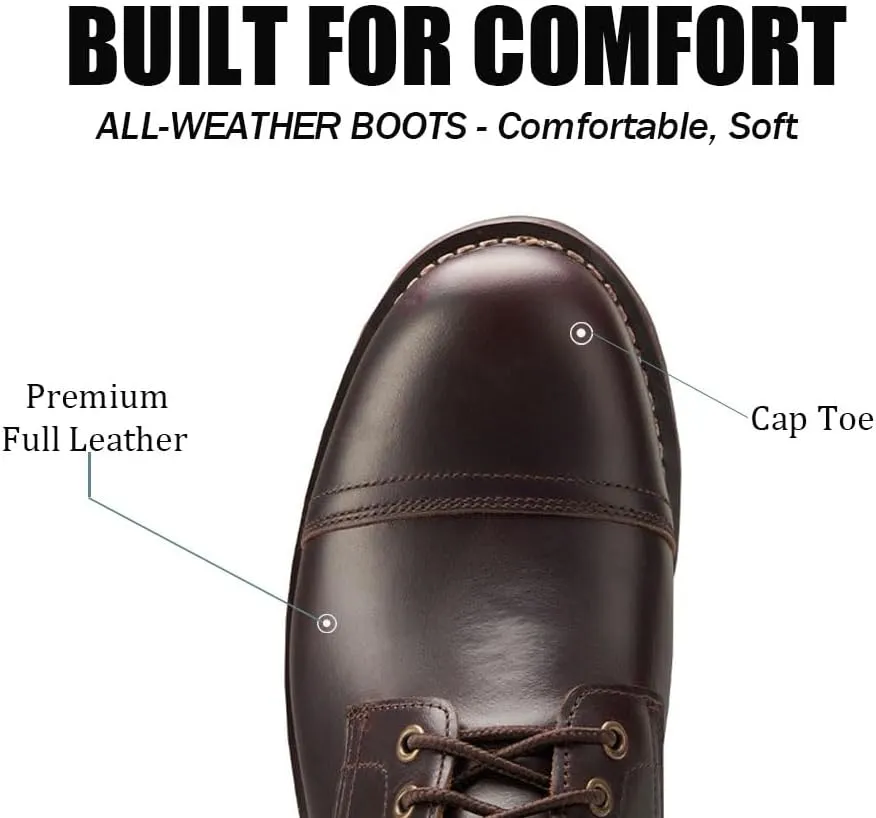 SUREWAY 6 Inch Men's Lace-up Ankle Boot - Cap Toe, Captain Genuine Leather Lace up Chukka Boots for Men,Classic Comfort Oxford Style Footwear
