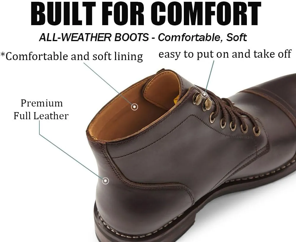 SUREWAY 6 Inch Men's Lace-up Ankle Boot - Cap Toe, Captain Genuine Leather Lace up Chukka Boots for Men,Classic Comfort Oxford Style Footwear