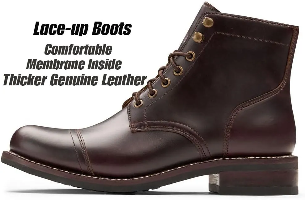 SUREWAY 6 Inch Men's Lace-up Ankle Boot - Cap Toe, Captain Genuine Leather Lace up Chukka Boots for Men,Classic Comfort Oxford Style Footwear