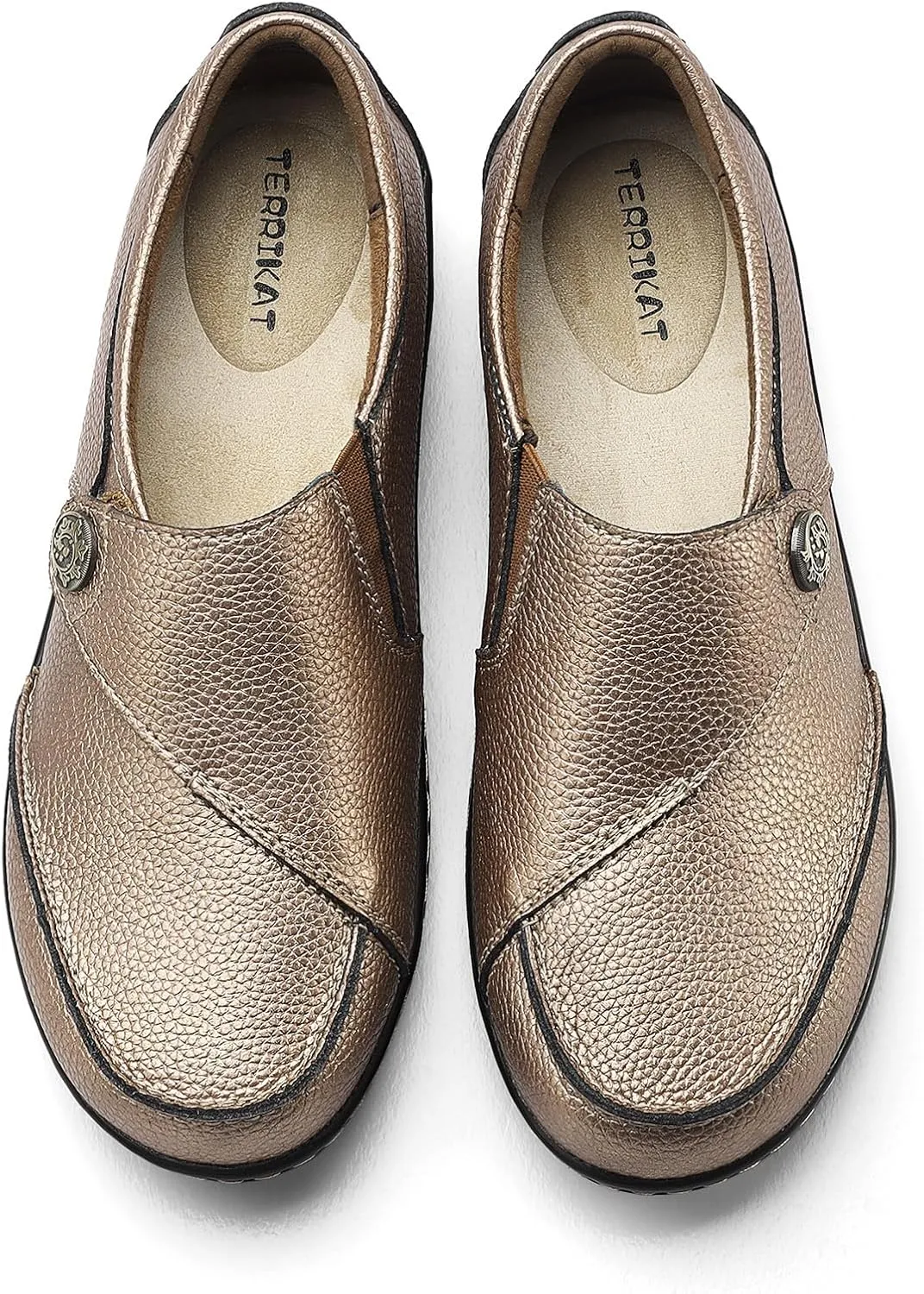 TERRIKAT Women's Classic Casual Leather Loafers Cute Moc Toe Slip On Comfort Walking Flats Lightweight Work Shoes