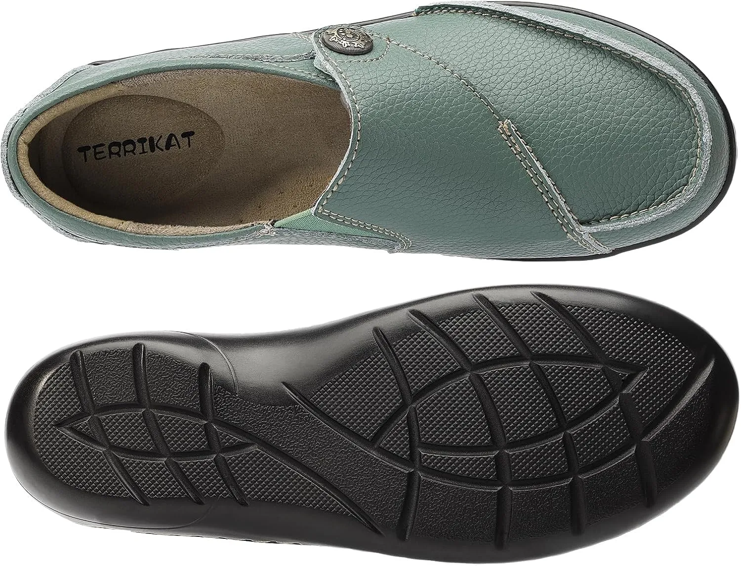 TERRIKAT Women's Classic Casual Leather Loafers Cute Moc Toe Slip On Comfort Walking Flats Lightweight Work Shoes