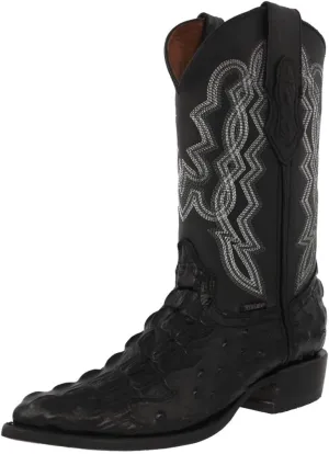 Texas Legacy Mens Black Western Wear Cowboy Boots Crocodile & Ostrich Print J Toe