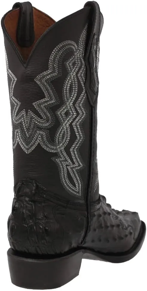 Texas Legacy Mens Black Western Wear Cowboy Boots Crocodile & Ostrich Print J Toe