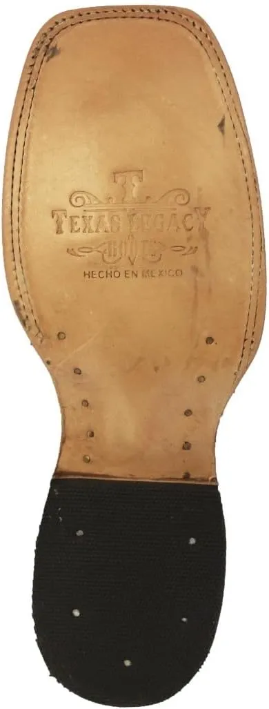 Texas Legacy Mens Cognac Cowboy Boots Ostrich Quill Print Leather Square Toe Botas