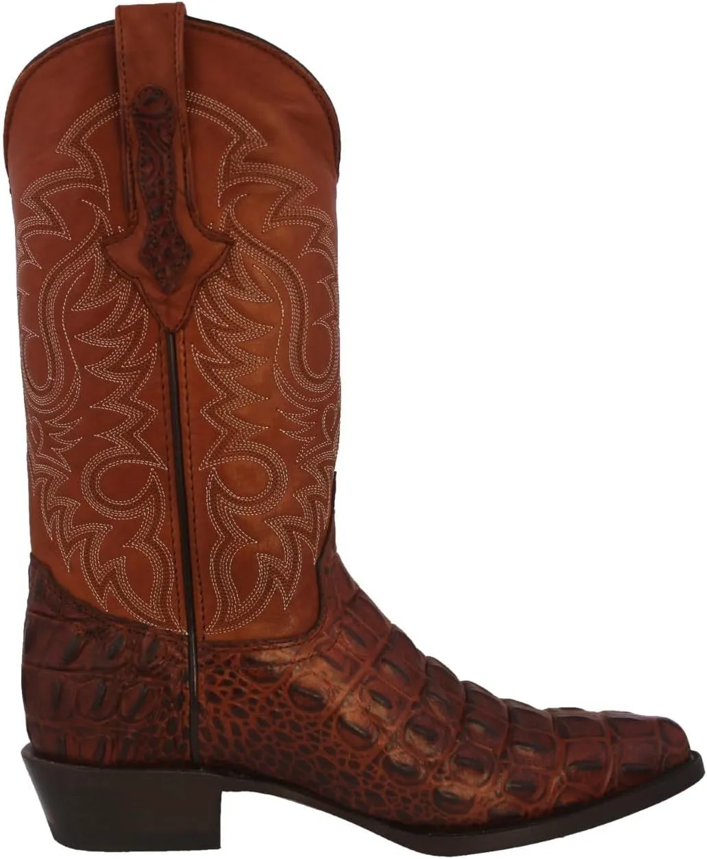 Texas Legacy Mens Cognac Western Leather Cowboy Boots Crocodile Back Print J Toe