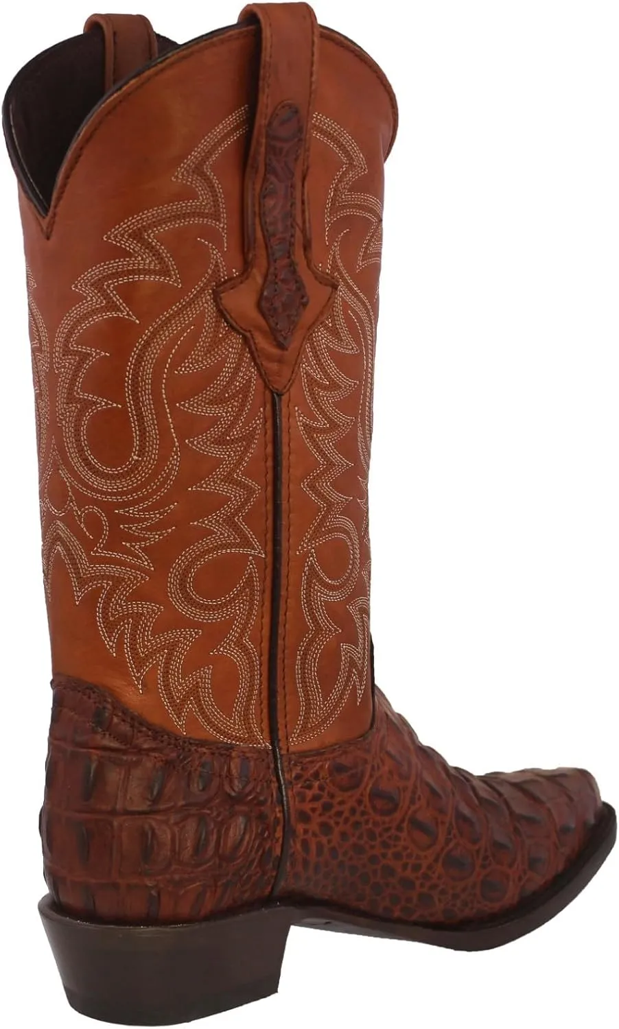 Texas Legacy Mens Cognac Western Leather Cowboy Boots Crocodile Back Print J Toe