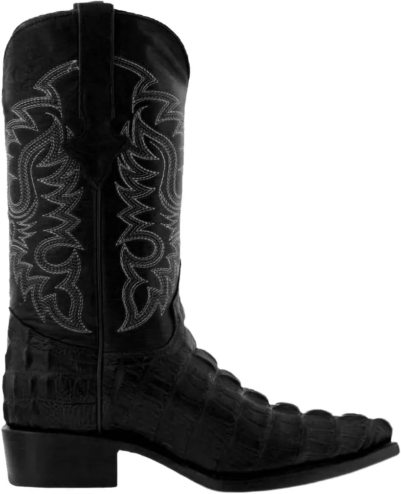Texas Legacy Mens Green Western Leather Cowboy Boots Crocodile Tail Print J Toe