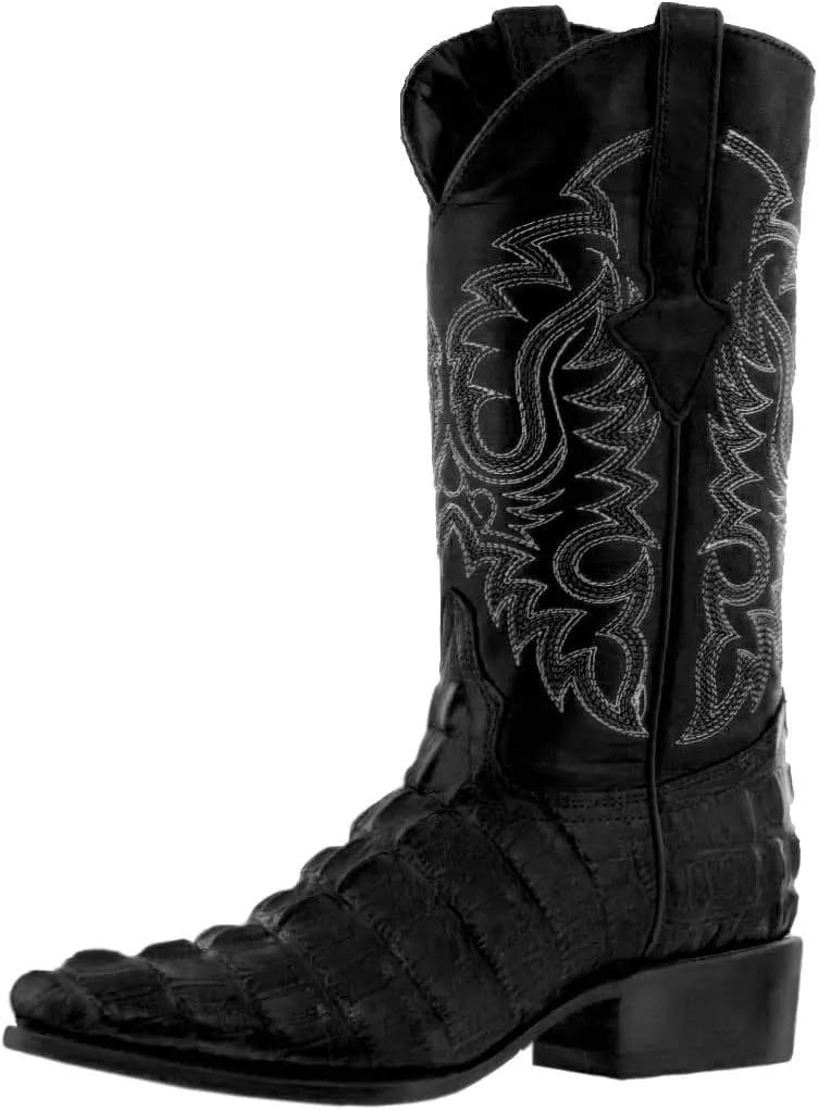 Texas Legacy Mens Green Western Leather Cowboy Boots Crocodile Tail Print J Toe