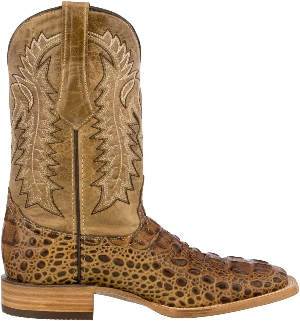 Texas Legacy Mens Sand Western Cowboy Boots Leather Square Toe Crocodile Print