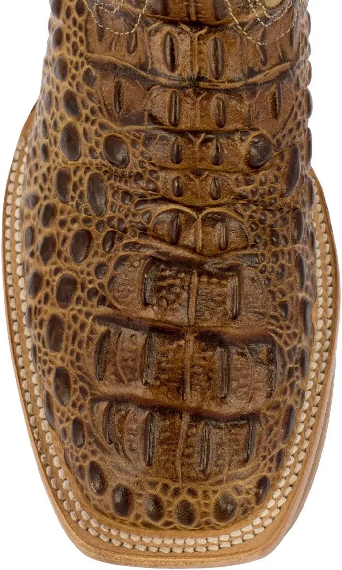 Texas Legacy Mens Sand Western Cowboy Boots Leather Square Toe Crocodile Print