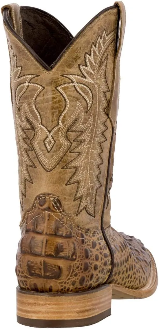 Texas Legacy Mens Sand Western Cowboy Boots Leather Square Toe Crocodile Print