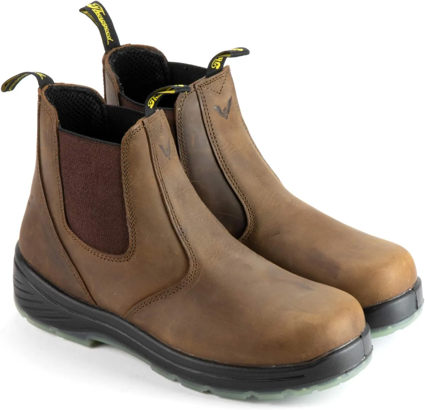 Thorogood Thoro-Flex 6” Slip On Work Boots for Men - Premium Leather with Comfort Footbed, Slip-Resistant Outsole, and Scuff-Free Translucent Bottom; EH Rated