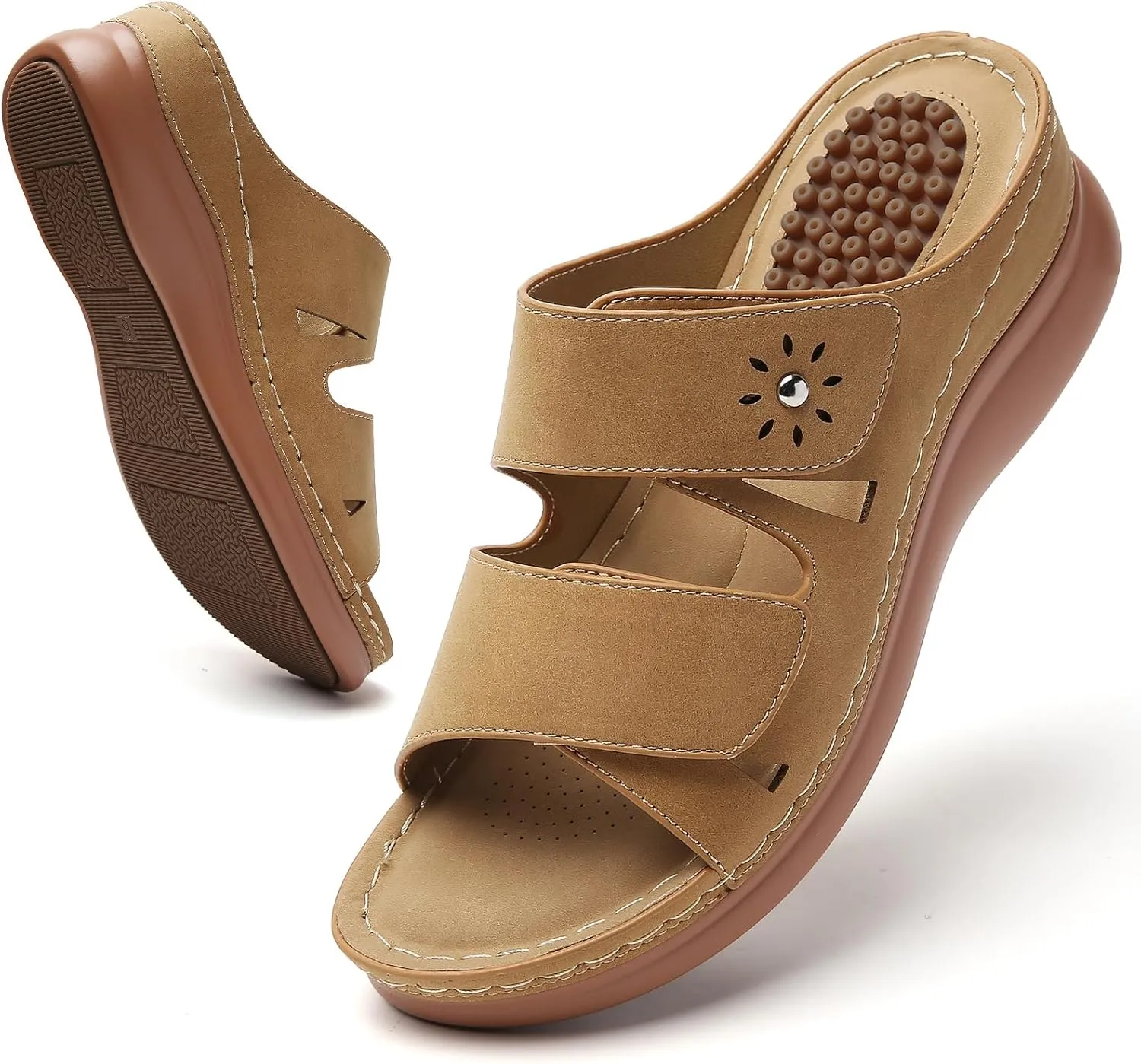 Tilocow Sandals Women Wedge Shoes - Orthopedic Comfortable Arch Support Platform Sandals for Women Wedge Summer Dressy Casual Bunion Breathable Shoes
