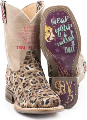 Tin Haul Kids Cheetah Patchwork Cowgirl Boots Tan 2