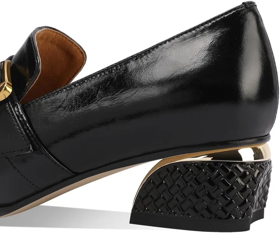 TinaCus Embossed Genuine Leather Women's Square Toe Handmade Low Chunky Heels Slip on Loafers Shoes