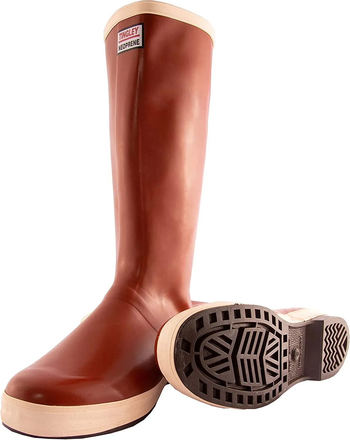Tingley Pylon MB926B Neoprene Plain Toe Boot, 16-Inch Height, Mens 10 / Womens 12, Brick Red Upper/Brown Sole