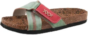 TMA EYES Cork Footbed Sandals - Cow Suede Insole X-Band Slide Sandals for Women Open Toe Beach Sandals