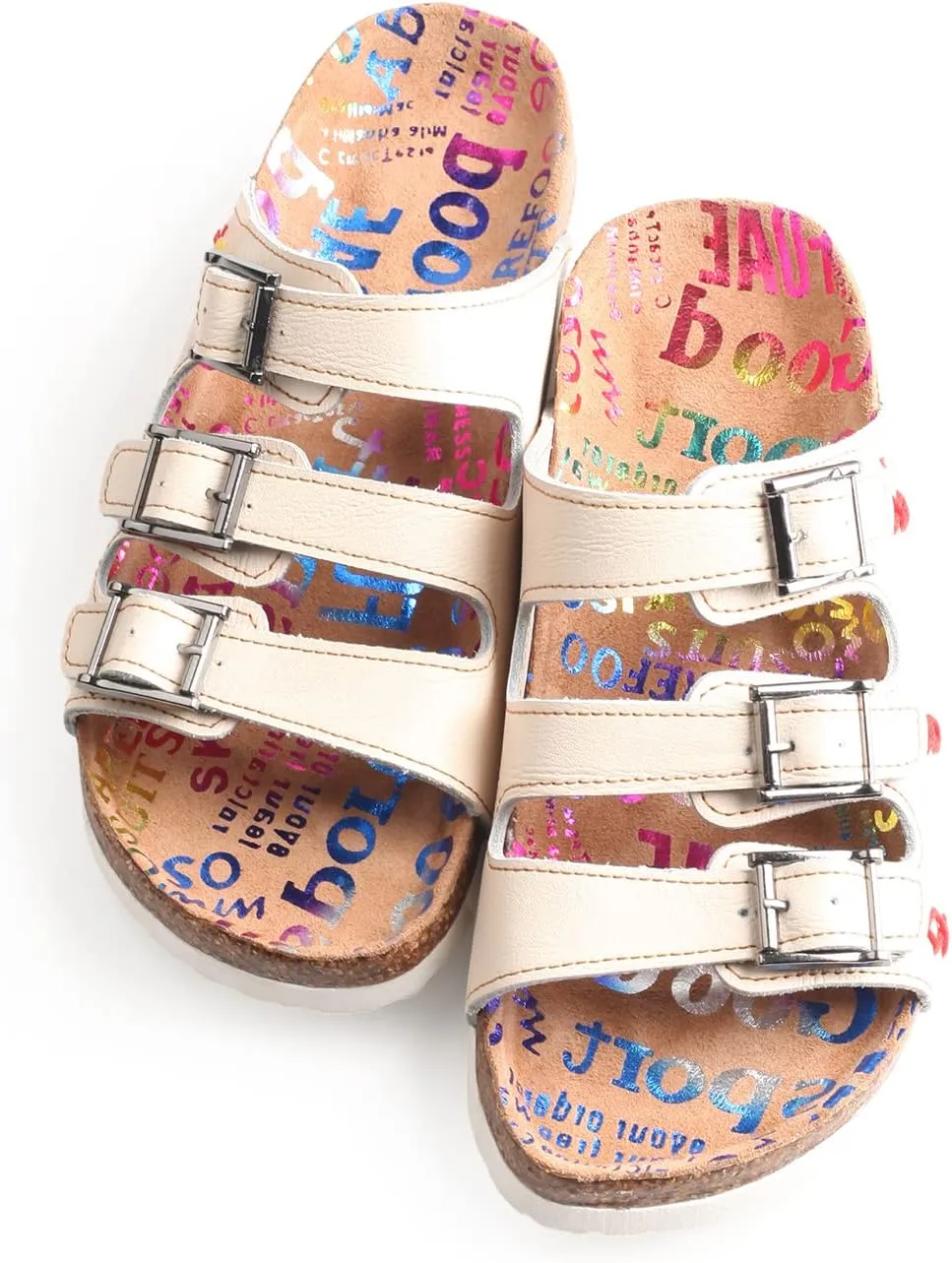 TMA EYES Women's hand stitching Open Toe Footbed Sandals Leather Lightweight Casual Slippers