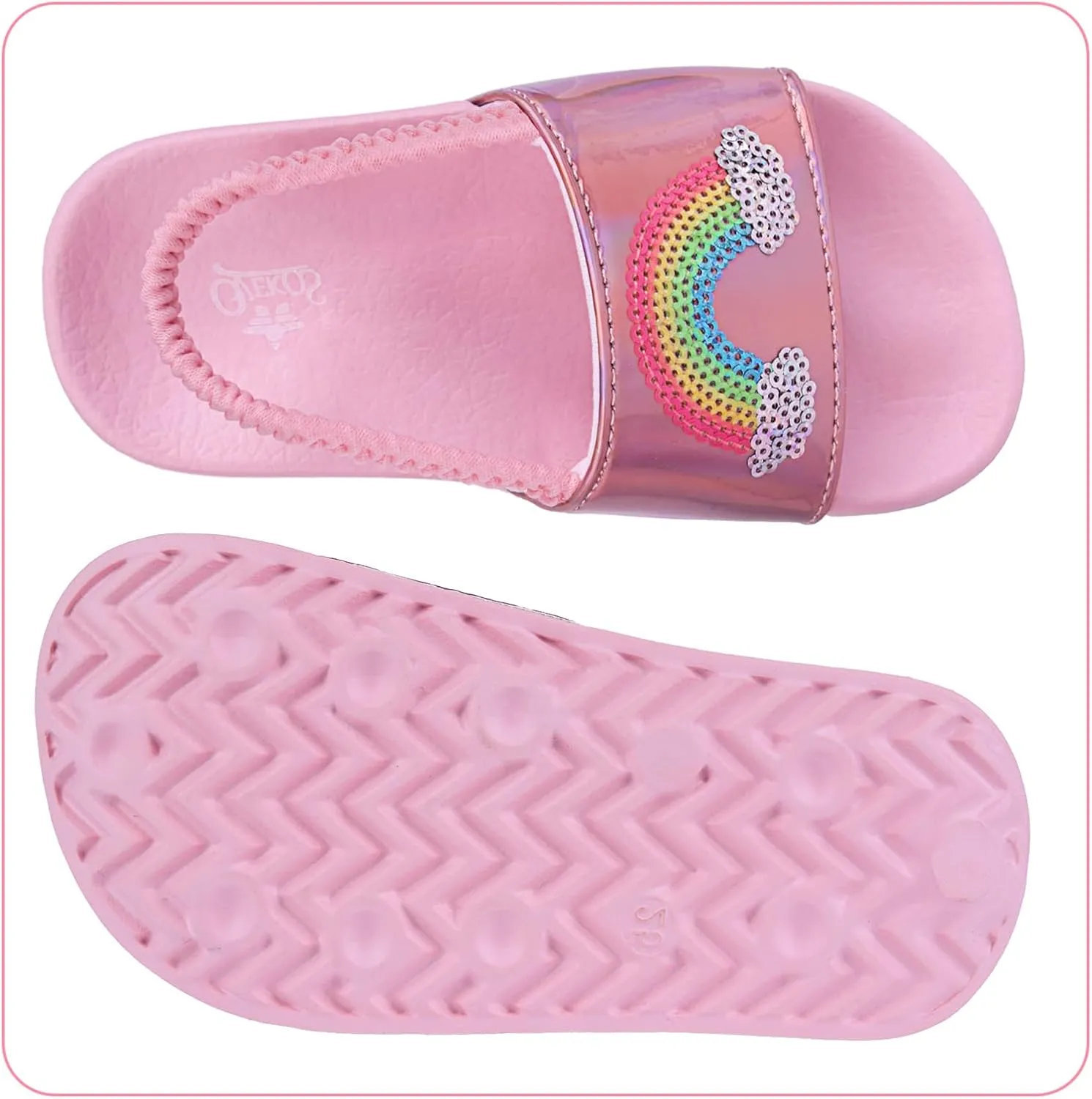 Toddler Boys Girls Slides Sandals with Elastic Strap Non-Slip Flip Flop Lightweight Little Kids Shower Slippers Beach Pool Shoes