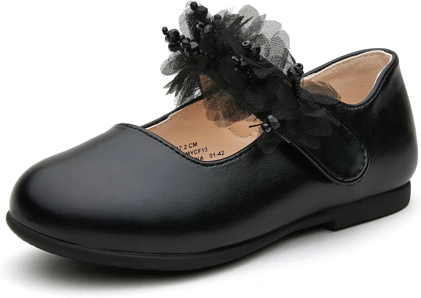 Toddler Girls School Uniform Closed Toe Mary Jane Flats Dress Shoes wiht Hook and Loop