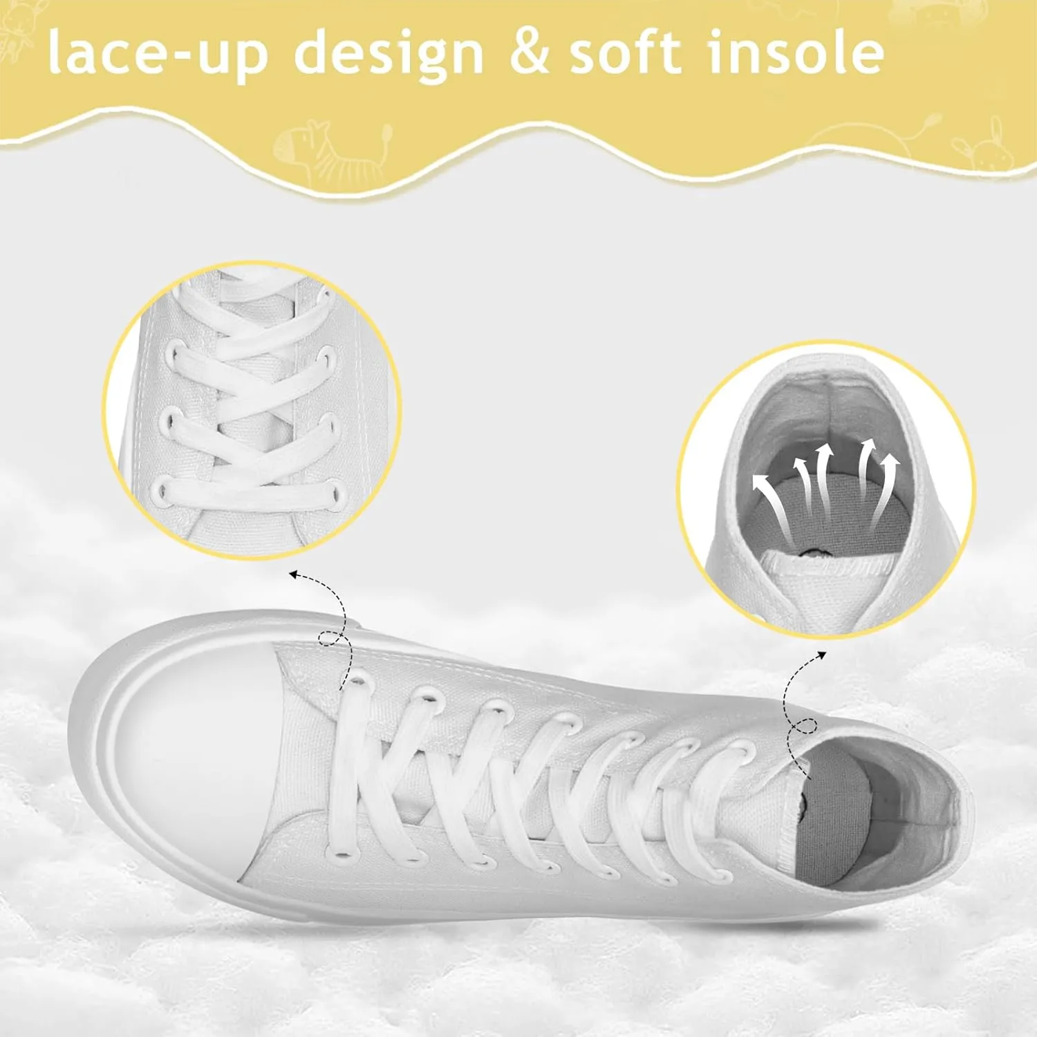 Toddler Sneakers for Girls Boys High Top Kids Lace Up Canvas Fashion Shoes Comfortable Classic Casual Running Walking Shoe
