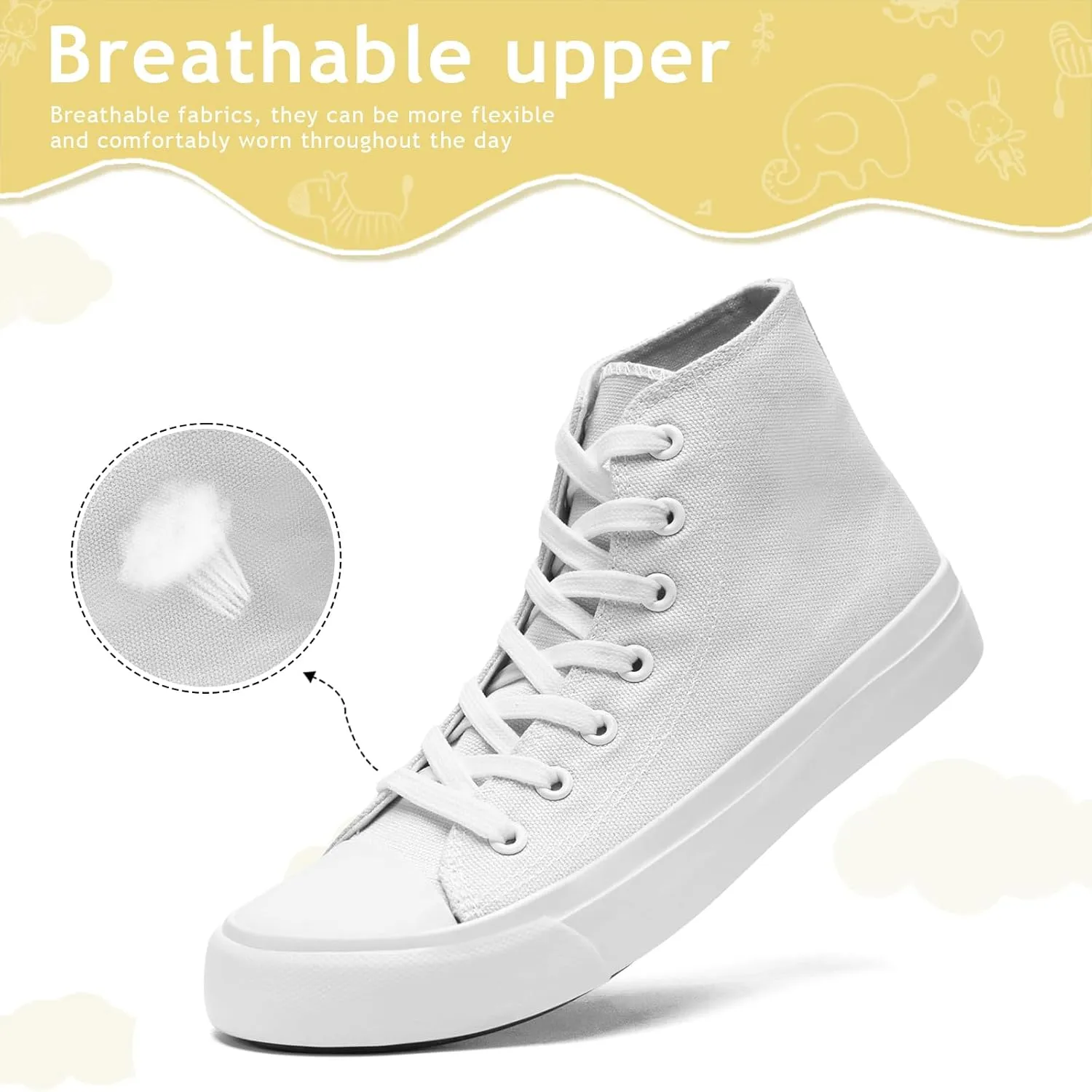 Toddler Sneakers for Girls Boys High Top Kids Lace Up Canvas Fashion Shoes Comfortable Classic Casual Running Walking Shoe