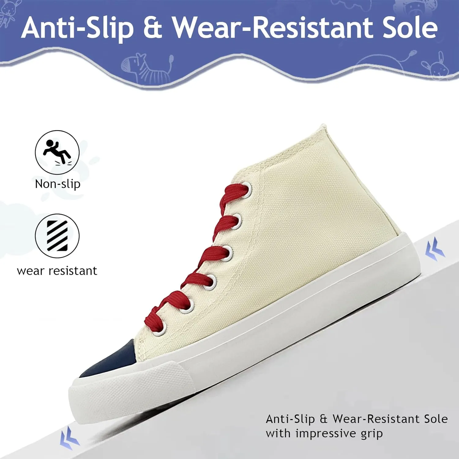 Toddler Sneakers for Girls Boys High Top Kids Lace Up Canvas Fashion Shoes Comfortable Classic Casual Running Walking Shoe