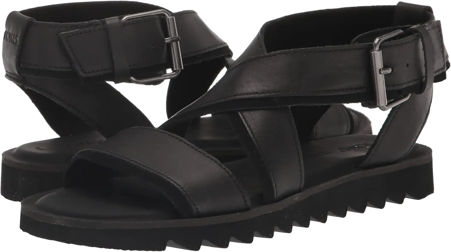 TOMS Womens Sidney Tread Snow Leopard Ankle Strap Casual Sandals Casual - Black, Off White