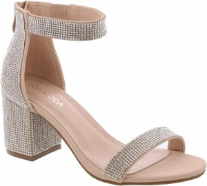 TOP Moda Delia-80 Ankle Strap Dressy High Heel Sandal, Non-slip Sole, For Wedding, Party, Prom, Evening Wear, or Any Occasion, Sleek Style Block Heel Sandals