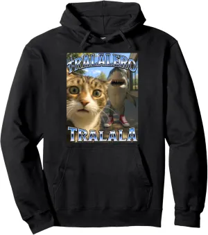 Tralalero Tralala Brainrot Meme Shark Sneakers Cat Selfie Pullover Hoodie