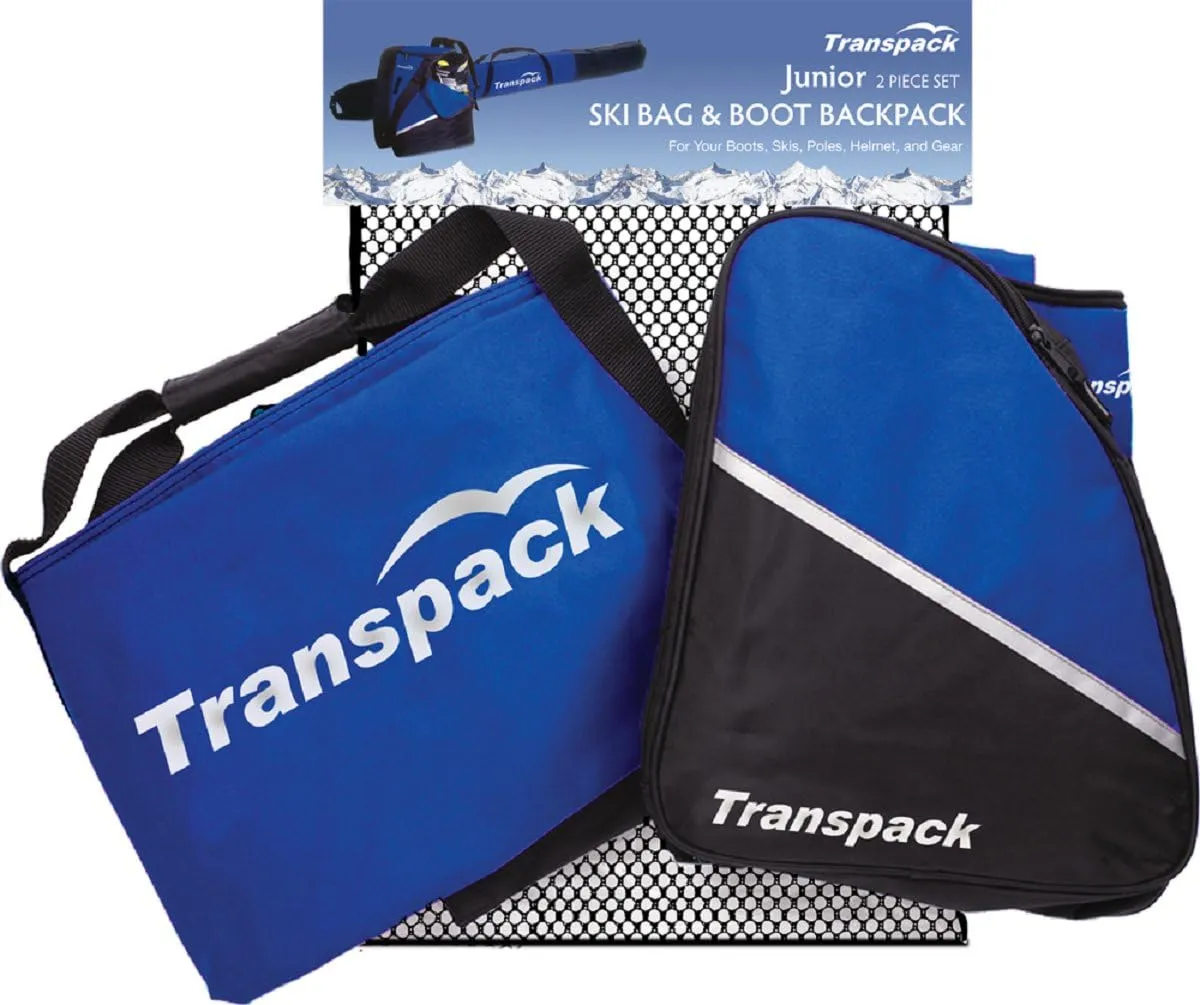Transpack Alpine Ski/Snowboard Boot Backpack and Ski Bag Combo Set - Blue