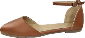 TruFox Womens Flat Ankle Strap D'Orsay Ballet Flat