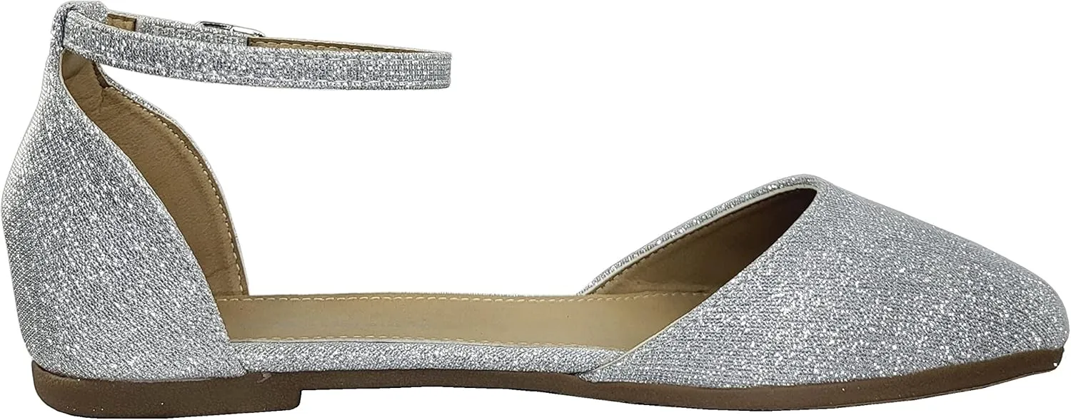 TruFox Womens Flat Ankle Strap D'Orsay Ballet Flat