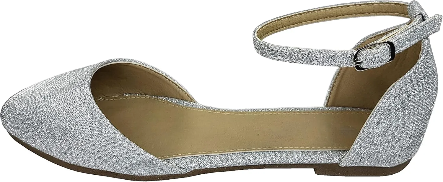 TruFox Womens Flat Ankle Strap D'Orsay Ballet Flat