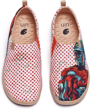 UIN Women's Slip Ons Canvas Lightweight Flats Sneakers Walking Casual Loafers Comfortable Art Painted Travel Shoes Hero (8)